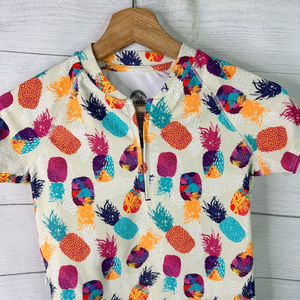 Zoic Girls size Small 7/8 Livia Cycling Shirt Jersey Zip Up Pineapples Pockets - Picture 3 of 7